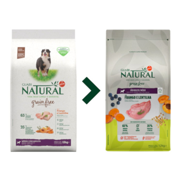 Guabi Natural Dog Grain Free сухой корм беззерновой для взрослых собак средних пород цыпленок и чечевица - 2,5 кг