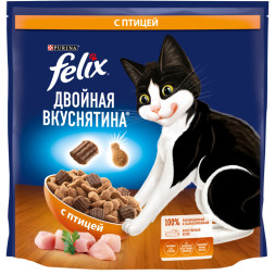 Felix Двойная вкуснятина сухой корм для взрослых кошек с птицей - 1,3 кг