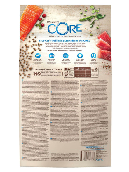 Wellness Core сухой корм для взрослых кошек с лососем и тунцом 4 кг