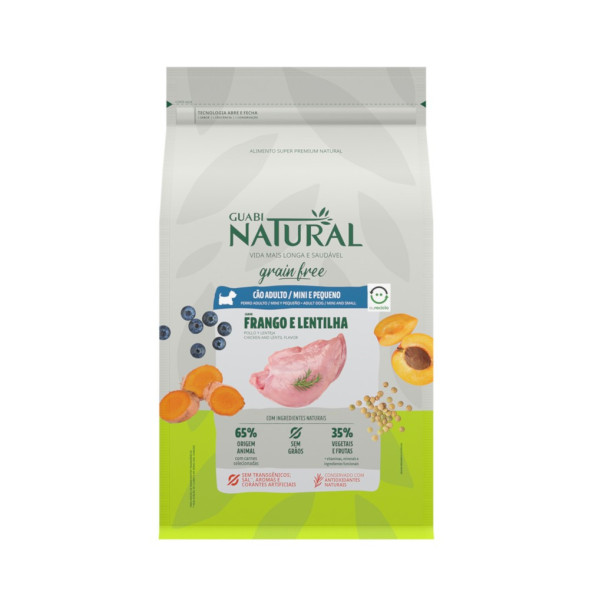 Guabi Natural Dog Grain Free сухой корм беззерновой для взрослых собак мелких пород цыпленок и чечевица - 1 кг