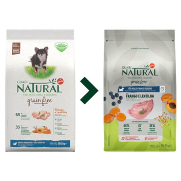 Guabi Natural Dog Grain Free сухой корм беззерновой для взрослых собак мелких пород цыпленок и чечевица - 1 кг