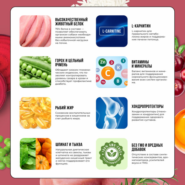 BOWL WOW сухой корм для щенков средних пород с индейкой, рисом и клюквой - 2 кг