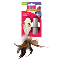 Плюшевая игрушка Kong Мышь полевка с перьями для кошек, размер 6,8 х 4,0 х 2,3 см