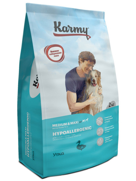 Karmy Hypoallergenic Medium &amp;amp; Maxi сухой гипоаллергенный корм для взрослых собак средних и крупных пород с уткой - 2 кг