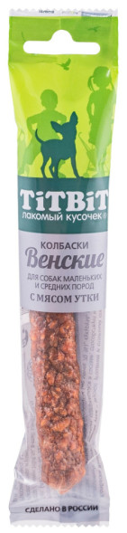 TiTBiT лакомство для собак мелких и средних порол колбаски Венские с мясом утки - 20 г