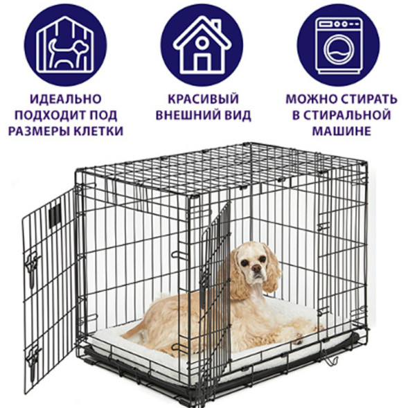Лежанка MidWest Pet Bed для собак и кошек флисовая 60х45 см, белая