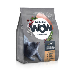 AlphaPet WOW Superpremium полнорационный сухой корм для взрослых стерилизованных кошек c цыпленком - 7 кг