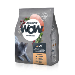 AlphaPet WOW Superpremium полнорационный сухой корм для взрослых стерилизованных кошек c цыпленком - 7 кг