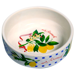 Mr.Kranch миска для собак и кошек из фарфора Лимоны, 350 мл, белая