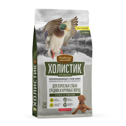 Деревенские лакомства Холистик Премьер сухой корм для взрослых собак средних и крупных пород с уткой и рисом - 12 кг