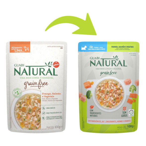 Guabi Natural Dog Grain Free паучи беззерновые для взрослых собак всех пород курица, лосось и овощи - 100 г x 18 шт