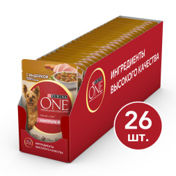 Purina ONE Мини паучи для собак мелких пород при излишнем весе с индейкой  - 85 г х 26 шт