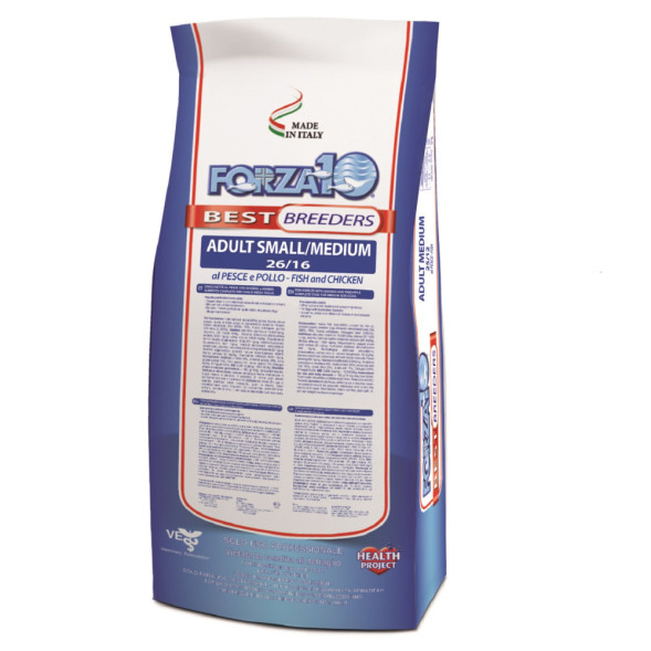 Forza10 Best Breeders для взрослых собак мелких и средних пород из курицы и рыбы - 20 кг