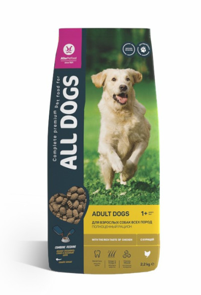 ALL DOGS сухой корм для взрослых собак с курицей - 2,2 кг