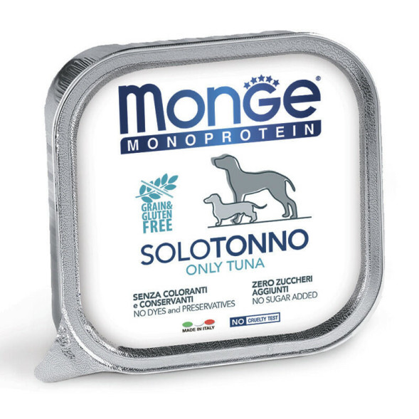 Monge Dog Monoprotein Solo влажный корм для взрослых собак c тунцом в ламистере 150 г (24 шт в уп)