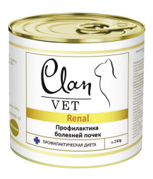Clan Vet Renal влажный диетический корм для взрослых кошек для профилактики болезней почек, в консервах - 240 г х 12 шт