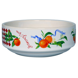 Mr.Kranch миска для собак и кошек из фарфора Апельсины, 350 мл, белая