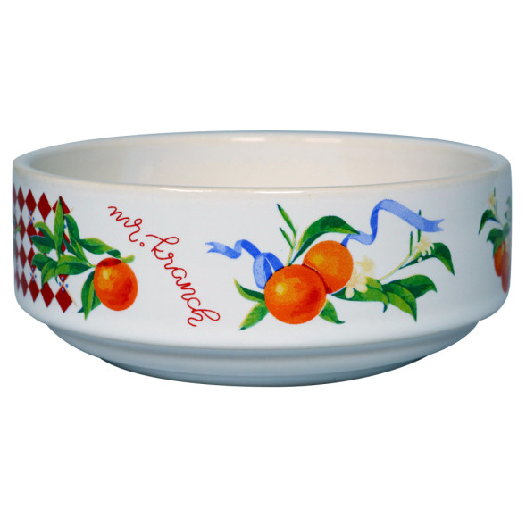 Mr.Kranch миска для собак и кошек из фарфора Апельсины, 350 мл, белая