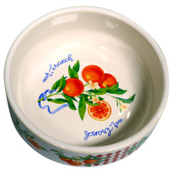 Mr.Kranch миска для собак и кошек из фарфора Апельсины, 350 мл, белая