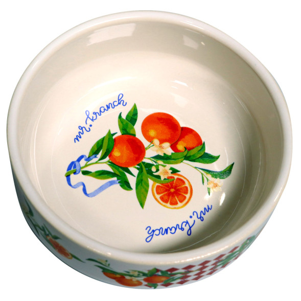 Mr.Kranch миска для собак и кошек из фарфора Апельсины, 350 мл, белая