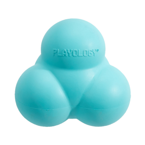 Playology SQUEAKY BOUNCE BALL хрустящий жевательный тройной мяч для собак с пищалкой и с ароматом арахиса, голубой