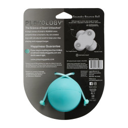 Playology SQUEAKY BOUNCE BALL хрустящий жевательный тройной мяч для собак с пищалкой и с ароматом арахиса, голубой
