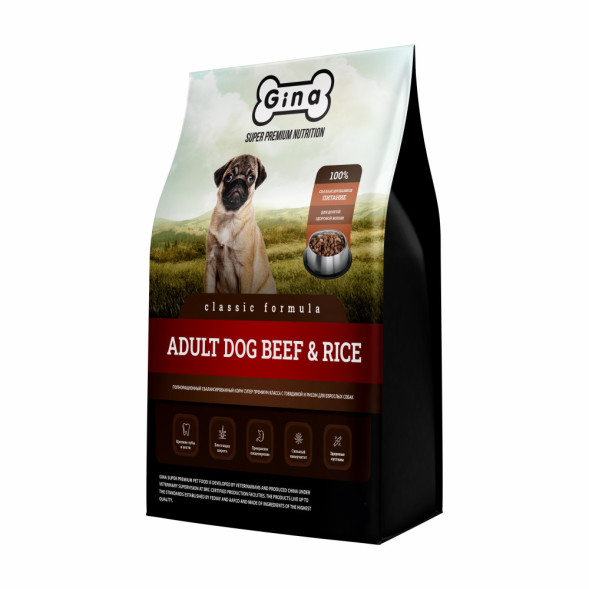 Gina Classic Dog Beef &amp;amp; Rice сухой корм для собак с говядиной и рисом - 7,5 кг