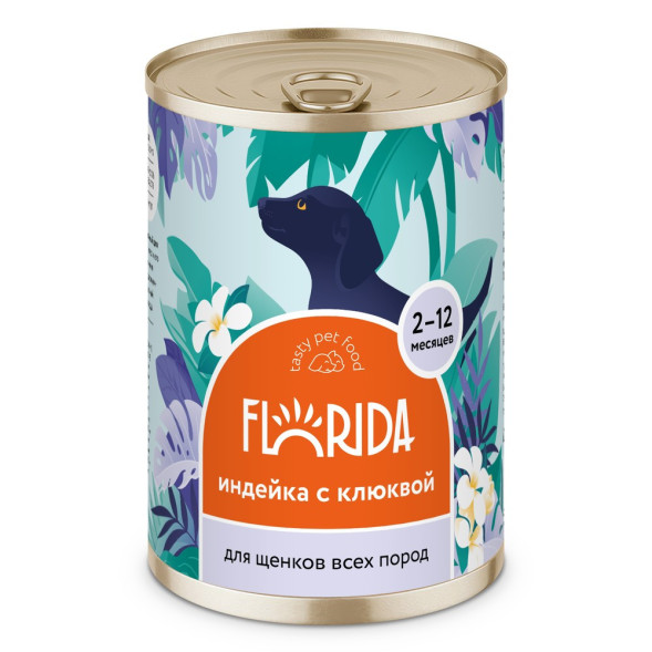 Florida консервы для щенков с индейкой и клюквой - 400 г x 9 шт