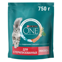 Сухой корм для стерилизованных кошек Purina ONE с лососем и пшеницей 750 г