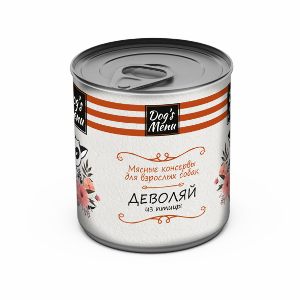 Dog`s Menu влажный корм для взрослых собак деволяй из птицы в консервах - 750 г х 9 шт