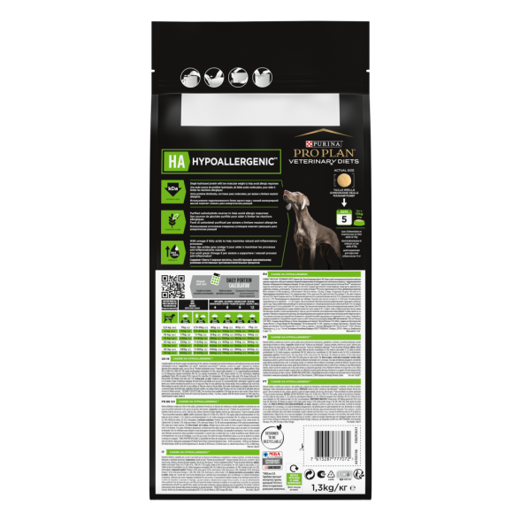 Purina Pro Plan Veterinary Diets HA Hypoallergenic сухой корм для щенков и взрослых собак для снижения пищевой непереносимости ингредиентов и питательных веществ - 1,3 кг