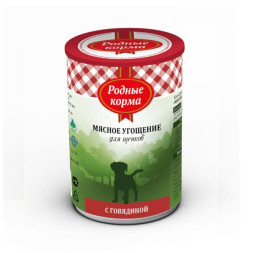 Родные корма Мясное угощение с Говядиной консервы для щенков - 340 г х 12 шт