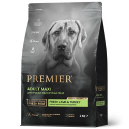Premier Dog Lamb &amp;amp; Turkey Adult Maxi сухой корм для собак крупных пород, свежее мясо ягненка с индейкой - 3 кг