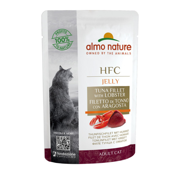 Almo Nature HFC Jelly Tuna Fillet and Lobster паучи холистик для взрослых кошек с тунцом и лобстером - 55 г х 24 шт