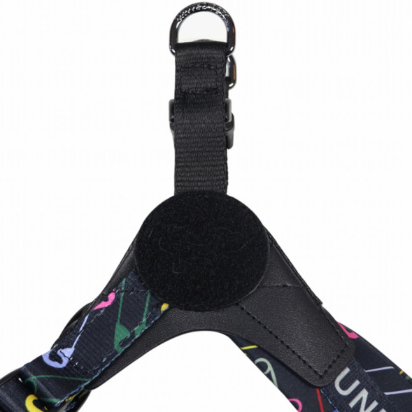 United Pets Complete me 1.5 - XS шлейка для собак, 34-42 см, черная с разноцветными булавками