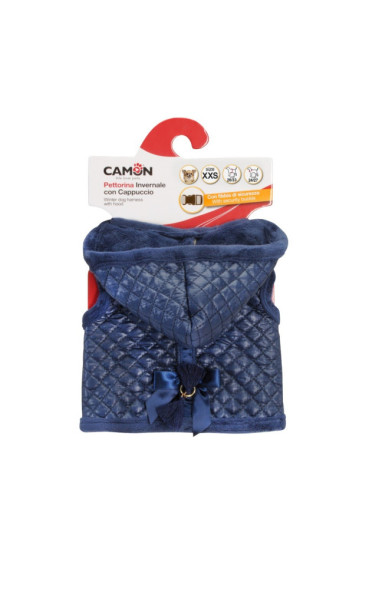 Camon шлейка для собак с капюшоном зимняя синяя, размер XS