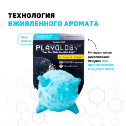 Playology PUPPY SENSORY BALL сенсорный плюшевый мяч для щенков с ароматом арахиса, 11 см, голубой