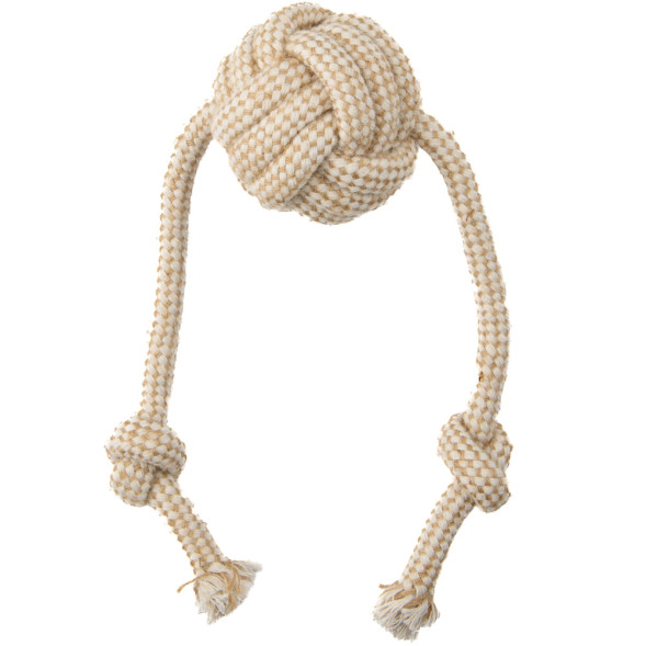 Mr.Kranch игрушка для собак Мяч из каната на шнуре, 48х8 см, цвет натуральный