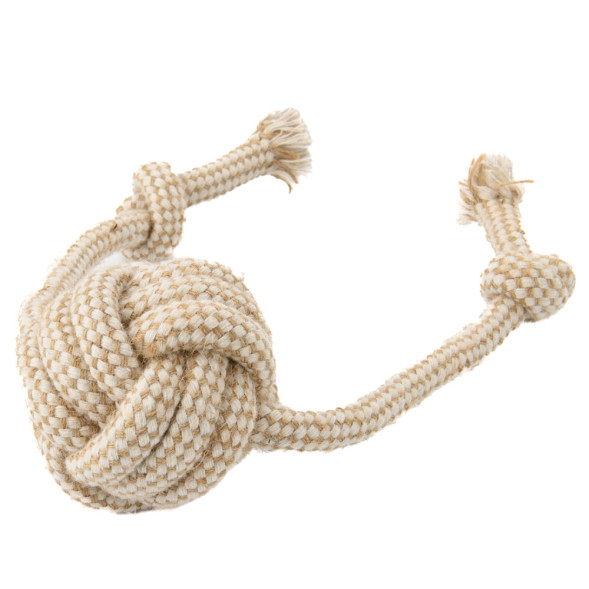 Mr.Kranch игрушка для собак Мяч из каната на шнуре, 48х8 см, цвет натуральный
