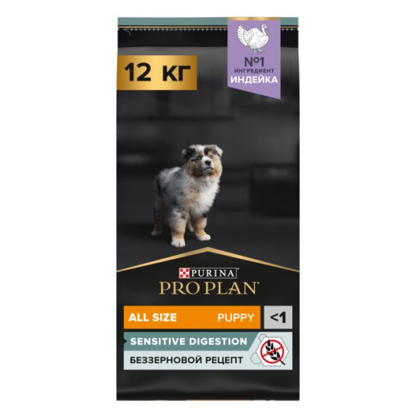 Сухой корм для собак Pro Plan Grain Free беззерновой для средних/крупных пород с индейкой 12 кг