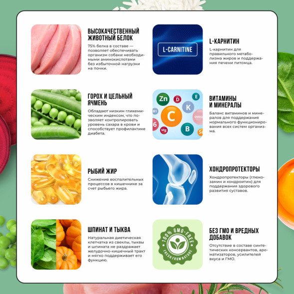 BOWL WOW сухой корм для щенков мелких пород с индейкой, рисом и шпинатом - 800 г