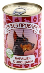 Ем без проблем влажный корм для собак с барашком и овощами, в консервах - 410 г х 20 шт