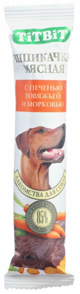 TiTBiT Standart шпикачка с печенью говяжьей и морковью для собак - 50 г