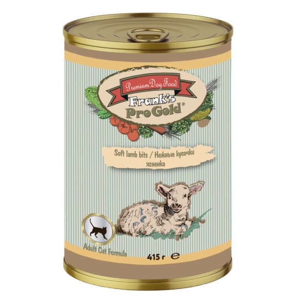 Franks ProGold Нежные кусочки ягненка консервы для взрослых кошек, с ягненком - 415 г x 12 шт