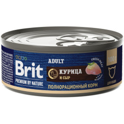 Brit Premium by Nature консервы для кошек с курицей и сыром - 100 г х 12 шт