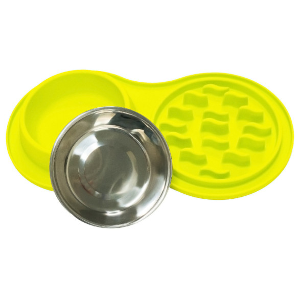 SuperDesign миска меламиновая для медленного поедания, 2х500 мл, желтая
