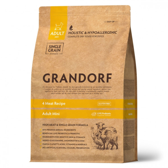 GRANDORF DOG 4 Meat PROBIOTIC MINI (4 мяса с пробиотиками для мини пород) 3 кг.