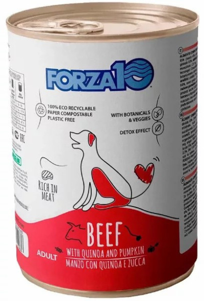 Forza10 Maintenance Manzo con Quinoa влажный корм для взрослых собак с говядиной, киноа и тыквой, в консервах - 400 г х 12 шт