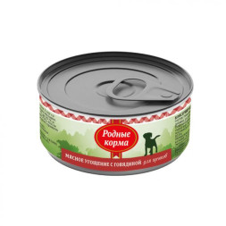 Родные корма Мясное угощение с Говядиной консервы для щенков - 100 г х 24 шт