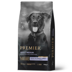 Premier Dog Salmon &amp;amp; Turkey Adult Medium сухой корм для собак средних пород, свежее филе лосося с индейкой - 10 кг